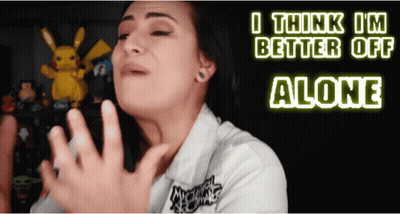 Woman Looking At Phone Saying Better Off Alone GIF