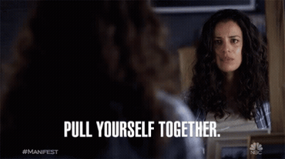 Woman Looking In Mirror Saying Pull Yourself Together GIF