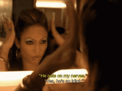 Woman Looking In Mirror Says He Gets On My Nerves GIF
