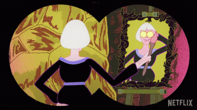 Woman Looking In Mirror With Netflix Logo GIF