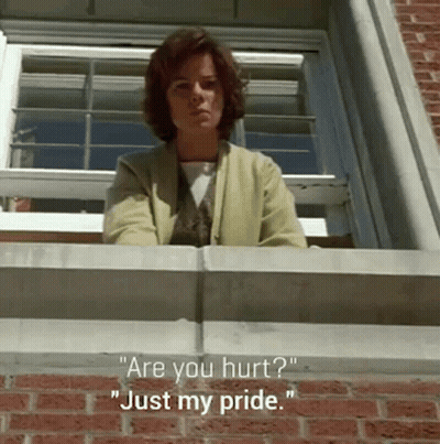 Woman Looking Out Window Says Are You Hurt GIF