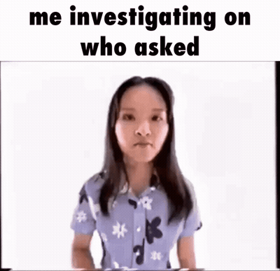 Woman Looking Through Magnifying Glass At Someone Who Asked Her GIF