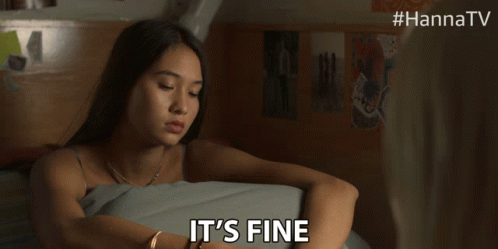 Woman Lying In Bed Saying Its Fine GIF