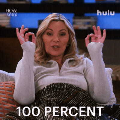 Woman Lying On Couch With Hands Up 100 Percent GIF