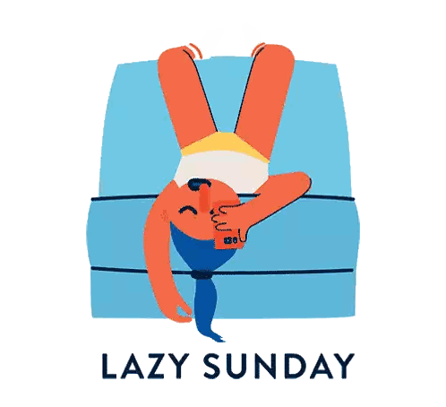 Woman Lying Upside Down On Blue Couch Sticker
