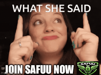 Woman Making Face With Fingers Up Saying What She Said Join Safuu Now GIF
