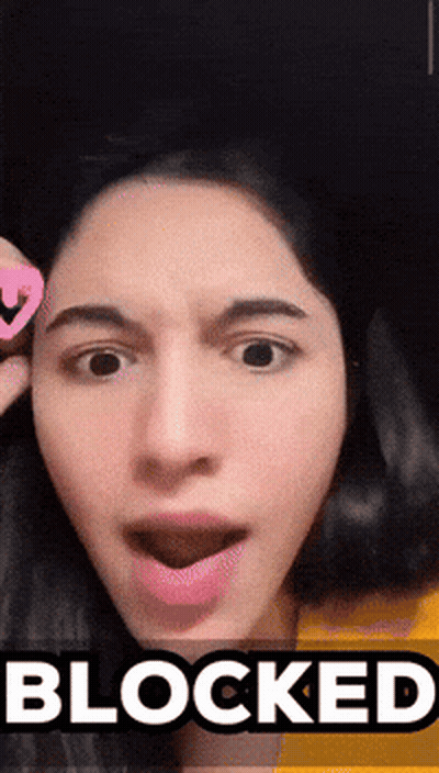 Woman Making Funny Face Blocked GIF
