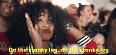 Woman Making Funny Face Do The Stanky Leg GIF
