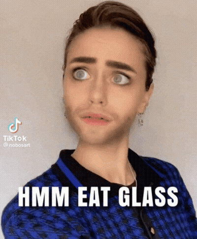 Woman Making Funny Face Hmm Eat Glass GIF