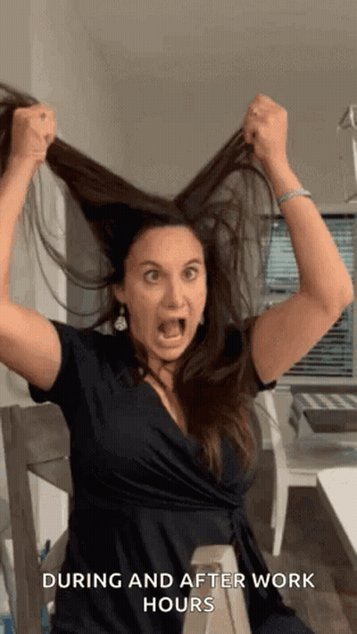 Woman Making Funny Face Holding Hair GIF