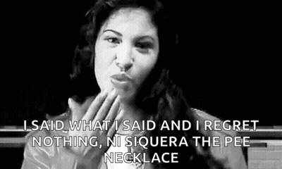 Woman Making Funny Face In Black And White Photo With Necklace GIF