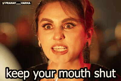 Woman Making Funny Face Keep Your Mouth Shut GIF