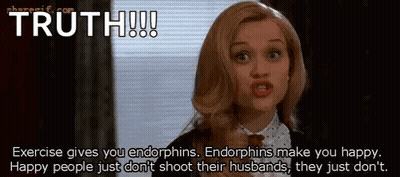 Woman Making Funny Face Saying Exercise Gives You Endorphins GIF
