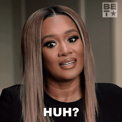 Woman Making Funny Face Saying Huh GIF
