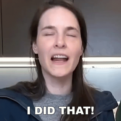 Woman Making Funny Face Saying I Did That GIF
