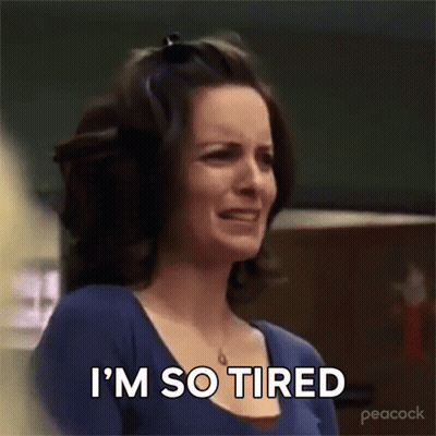 Woman Making Funny Face Saying Im So Tired GIF