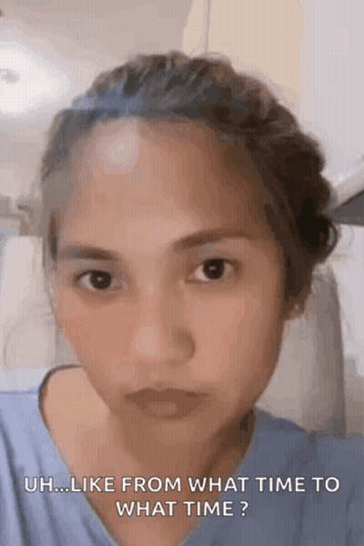 Woman Making Funny Face Saying Like From What Time GIF