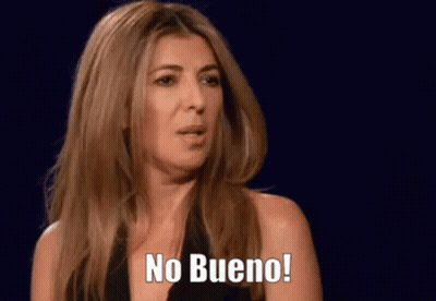 Woman Making Funny Face Saying No Bueno GIF