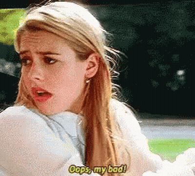 Woman Making Funny Face Saying Oops My Bad GIF