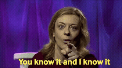 Woman Making Funny Face Saying You Know It And I Know It GIF