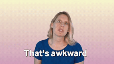 Woman Making Funny Face Says That's Awkward GIF