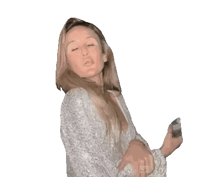 Woman Making Funny Face With Cell Phone Sticker