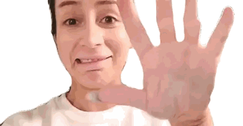 Woman Making Funny Face With Hand Up Sticker