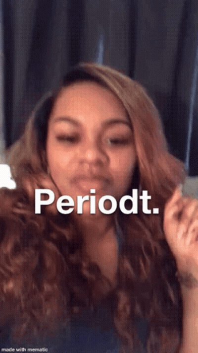 Woman Making Funny Face With Periodt GIF