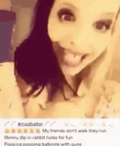Woman Making Funny Face With Tongue Out Holding Rabbit GIF