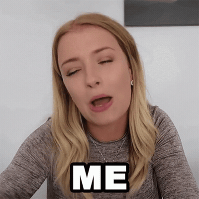Woman Making Open Mouth Face With Word Me GIF