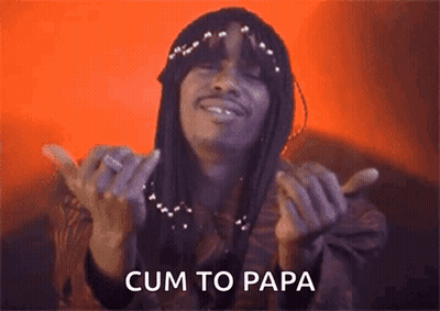 Woman Making Peace Sign Saying Cum To Papa GIF