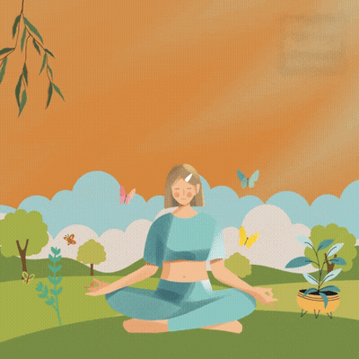 Woman Meditating In Park Advertisement GIF