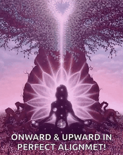 Woman Meditating Under Tree Saying Onward And Upward GIF