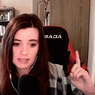 Woman Microphone Headphones Red Black Gaming Chair Badm GIF