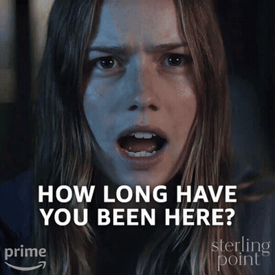 Woman Mouth Open Saying How Long Have You Been Here GIF