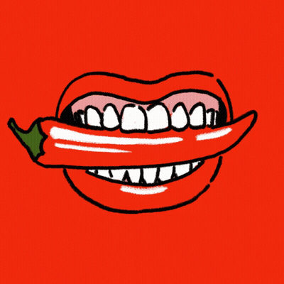 Woman Mouth With Pepper Sticking Out GIF