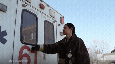 Woman Next To Ambulance Number 6 GIF