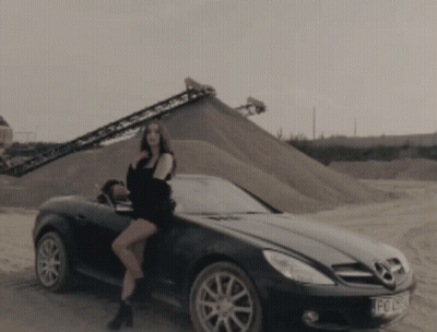 Woman Next To Black Mercedes With License Plate F0 LSS GIF