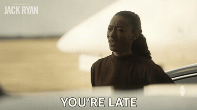 Woman Next To Car Saying You're Late GIF