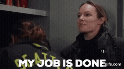 Woman Next To Man Saying My Job Is Done GIF
