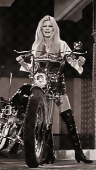 Woman Next To Motorcycle With Number 8 GIF