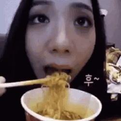 Woman Noodle Mukbang Recorded GIF