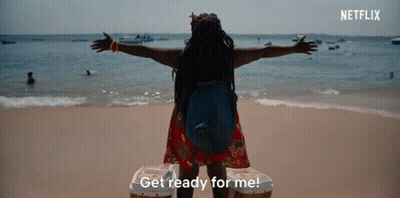 Woman On Beach Arms Outstretched Get Ready For Me GIF