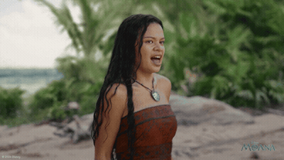 Woman On Beach With Moana GIF