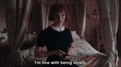 Woman On Bed Saying I'm Fine With Being Lonely GIF