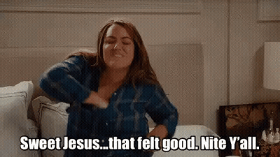 Woman On Bed Saying Sweet Jesus That Felt Good Nite Y'all GIF