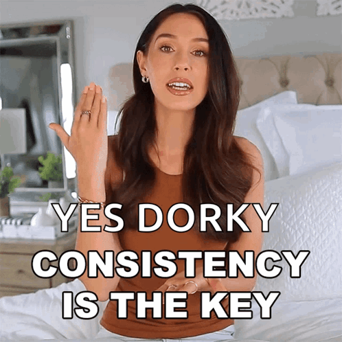 Woman On Bed With Yes Dorky Consistency Is The Key GIF