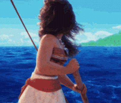 Woman On Boat In Ocean Holding Rope GIF