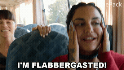 Woman On Bus Saying I'm Flabbergasted GIF