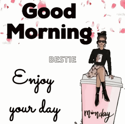 Woman On Coffee Cup Says Good Morning Bestie GIF
